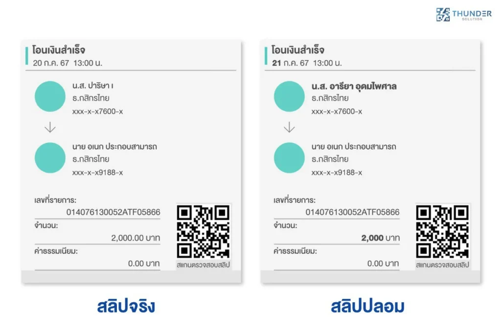 สลิปปลอมเป็นอย่างไร