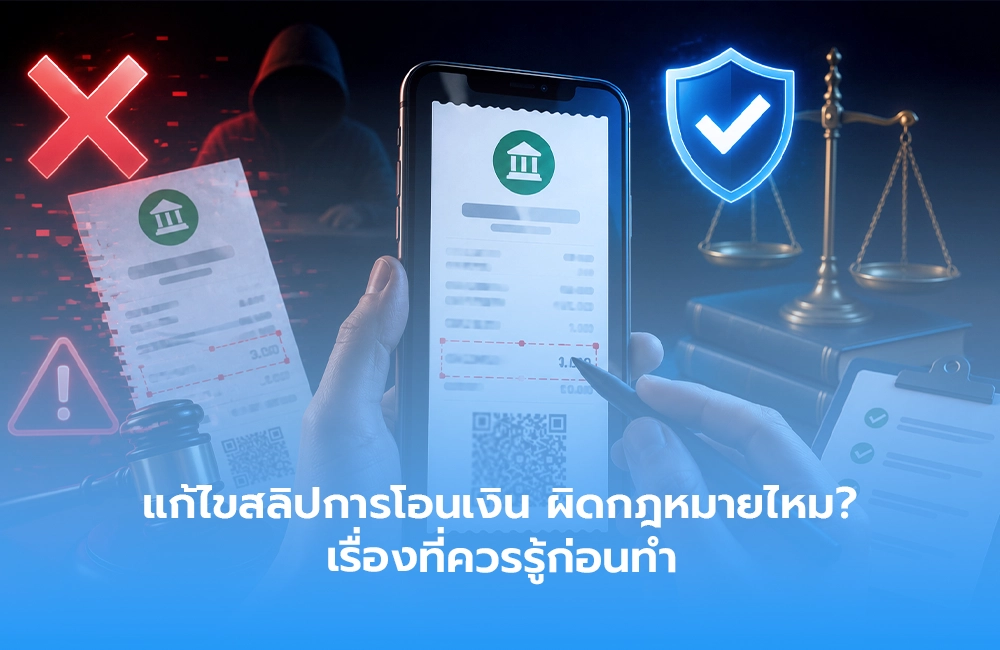 แก้ไขสลิปโอนเงิน ผิดกฎหมายไหม? เรื่องที่ควรรู้ก่อนทำ
