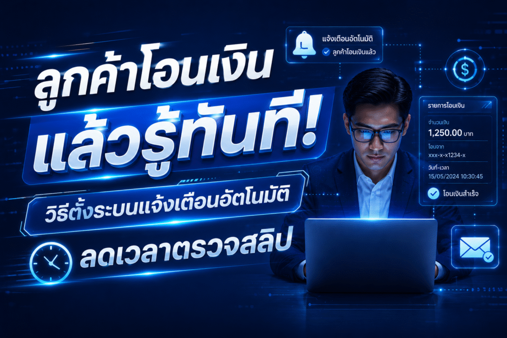 ลูกค้าโอนเงินแล้วรู้ทันที! วิธีตั้งระบบแจ้งเตือนอัตโนมัติ ลดเวลาตรวจสลิป