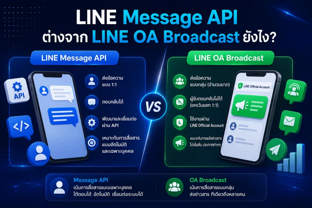LINE Message API ต่างจาก LINE OA Broadcast ยังไง